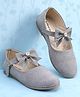 Pine Kids Ballerinas with Velcro Closure & Bow Applique - Silver