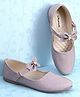 Pine Kids Ballerinas with Velcro Closure & Bow Applique - Pink