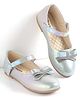 Pine Kids Bow & Glitter Detailing  Ballerinas with Velcro Closure - Light Blue