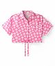 CrayonFlakes Half Sleeves Floral Printed Knotted Crop Top - Pink