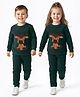 Kanvin Fleece Woven Full Sleeves Winter Wear Set With Reindeer Patch - Dark Green
