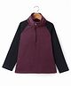 Kanvin Fleece Knit Full Raglan Sleeves Solid Colour Winter T-Shirt - Wine & Navy