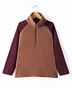 Kanvin Fleece Knit Full Raglan Sleeves Solid Colour Winter T-Shirt - Brown & Wine