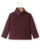 Kanvin Fleece Woven Full Sleeves Solid Colour Sweatshirt - Maroon