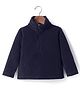 Kanvin Fleece Woven Full Sleeves Solid Colour Sweatshirt - Navy Blue