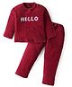 Kanvin Fleece Woven Full Sleeves Winter Wear Set With Text Patch - Dark Red