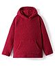 Kanvin Cotton Woven Full Sleeves Hooded Sweatshirt With Kangaroo Pockets - Red