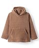 Kanvin Cotton Woven Full Sleeves Hooded Sweatshirt With Kangaroo Pockets - Brown