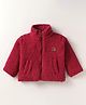 Kanvin Fleece Woven Full Sleeves Winter Jacket With Logo Badge - Red