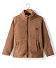 Kanvin Fleece Woven Full Sleeves Winter Jacket With Logo Badge - Beige