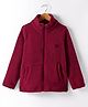 Kanvin Fleece Woven Full Sleeves Winter Jacket With Logo Badge - Wine
