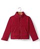 Kanvin Fleece Woven Full Sleeves High Neck Solid Colour Winter Jacket With Kangaroo Pockets - Red