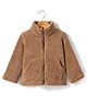 Kanvin Fleece Woven Full Sleeves Solid Colour Sweatjacket - Brown