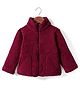 Kanvin Fleece Woven Full Sleeves Solid Colour Winter Jacket - Wine