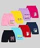 KUCHIPOO Pack of 8 Animals & Text Printed Shorts - Multi Colour