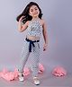 Lil' Drama Cotton Sleeveless Flower Applique Detailed Top With Coordinating Pant Set - White