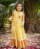 Lil' Drama Sleeveless Gota Lace Detailed Jaipuri Motifs Printed Ghaghra With Choli Set - Yellow