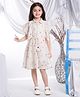 Peppermint Half Sleeves Floral Embroidered Net Dress - Beige