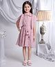 Peppermint Half Sleeves Floral Embroidered Net Dress - Pink
