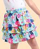 Babyhug Single Jersey Knit Knee Length Layered Floral Printed Skirt with Bow Applique - Multicolor