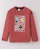 Taeko Single Jersey Knit Full Sleeves T-Shirt with Football Print - Rust Orange