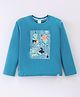Taeko Single Jersey Knit Full Sleeves T-Shirt with Football Print - Blue