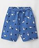 Taeko Looper Knit  Above Knee Length Shorts with Bowling Game Print - Ink Blue