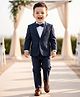 Robo Fry Woven Full Sleeves Solid 3 Piece Party Suit With Bow - Navy Blue