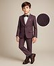 Robo Fry  Woven Full Sleeves Solid Colour 3 Piece Party Suit with Bow - Maroon