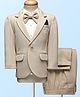 Robo Fry Woven Full Sleeves Solid 3 Piece Party Suit With Bow - Tan