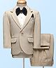 Robo Fry Woven Full Sleeves Solid 3 Piece Party Suit With Bow - Tan