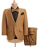 Robo Fry Knit Full Sleeves Solid Colour 3 Piece Party Suit with Bow - Tan