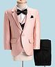 Robo Fry Woven Full Sleeves Solid Colour 4 Piece Party Suit with Bow - Pink