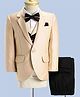 Robo Fry Woven Full Sleeves Solid Colour 4 Piece Party Suit with Bow - Cream