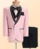 Robo Fry Woven Full Sleeves Solid Colour 4 Piece Party Suit with Bow - Pink