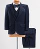 Robo Fry Full Sleeves Solid 4 Piece Party Suit with Bow - Navy Blue