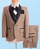 Robo Fry Woven Full Sleeves Solid 4 Piece Party Suit With Bow - Tan