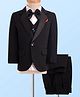Robo Fry Woven Full Sleeves Solid 4 Piece Party Suit with Bow - Black