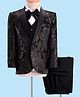 Robo Fry Woven Full Sleeves 4 Piece Party Suit With Floral Designed Blazer & Bow - Black