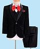 Robo Fry Woven Full Sleeves Textured 4 Piece Party Suit With Bow - Black