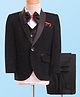 Robo Fry Woven Full Sleeves Solid Colour 4 Piece Party Suit with Bow - Black