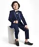 Robo Fry Woven Full Sleeves Solid Colour 4 Piece Party Suit with Bow - Navy Blue
