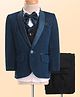Robo Fry Woven Full Sleeves Solid Colour 4 Piece Party Suit with Bow - Navy Blue