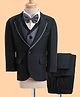 Robo Fry Woven Full Sleeves Solid Colour 4 Piece Party Suit with Bow - Black
