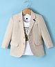 Robo Fry Knit Full Sleeves Textured Blazer with Text Printed T-Shirt - Beige
