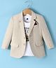 Robo Fry Knit Full Sleeves Textured Blazer with Text Printed T-Shirt - Beige