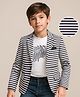 Robo Fry Lycra Knit  Text Printed T-Shirt & Full Sleeves Striped Blazer - Black