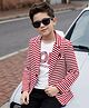 Robo Fry Lycra Knit  Text Printed T-Shirt & Full Sleeves Striped Blazer - Red