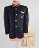 Robo Fry Full Sleeves Floral Embroidered Jodhpuri Coat with Pant - Black