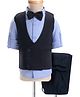 Robo Fry Woven Full Sleeves Solid Color 3 Piece Party Suit With Bow - Navy Blue